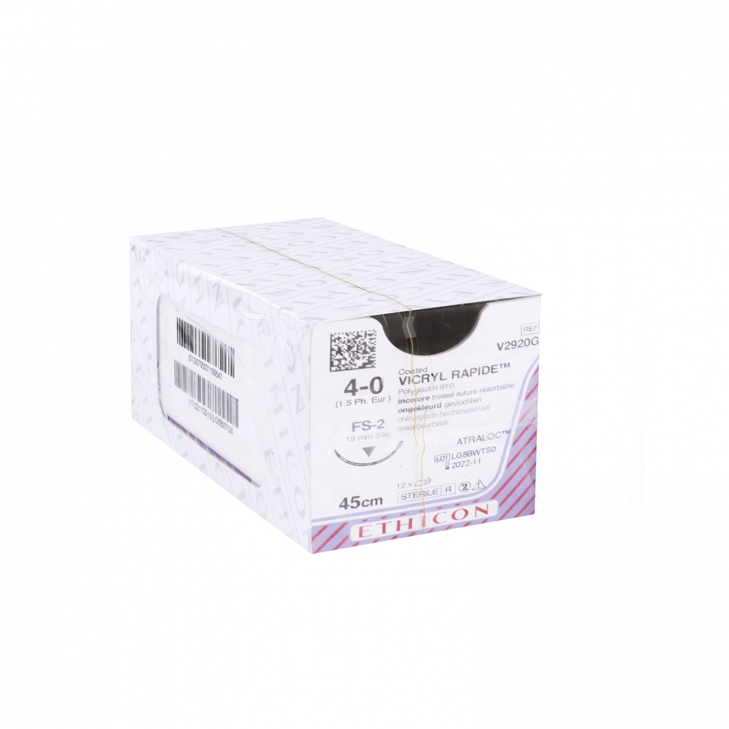 Vicryl rapide - 4-0 - FS-2S - 19 mm - 45 cm - ongekleurd (12 st)
