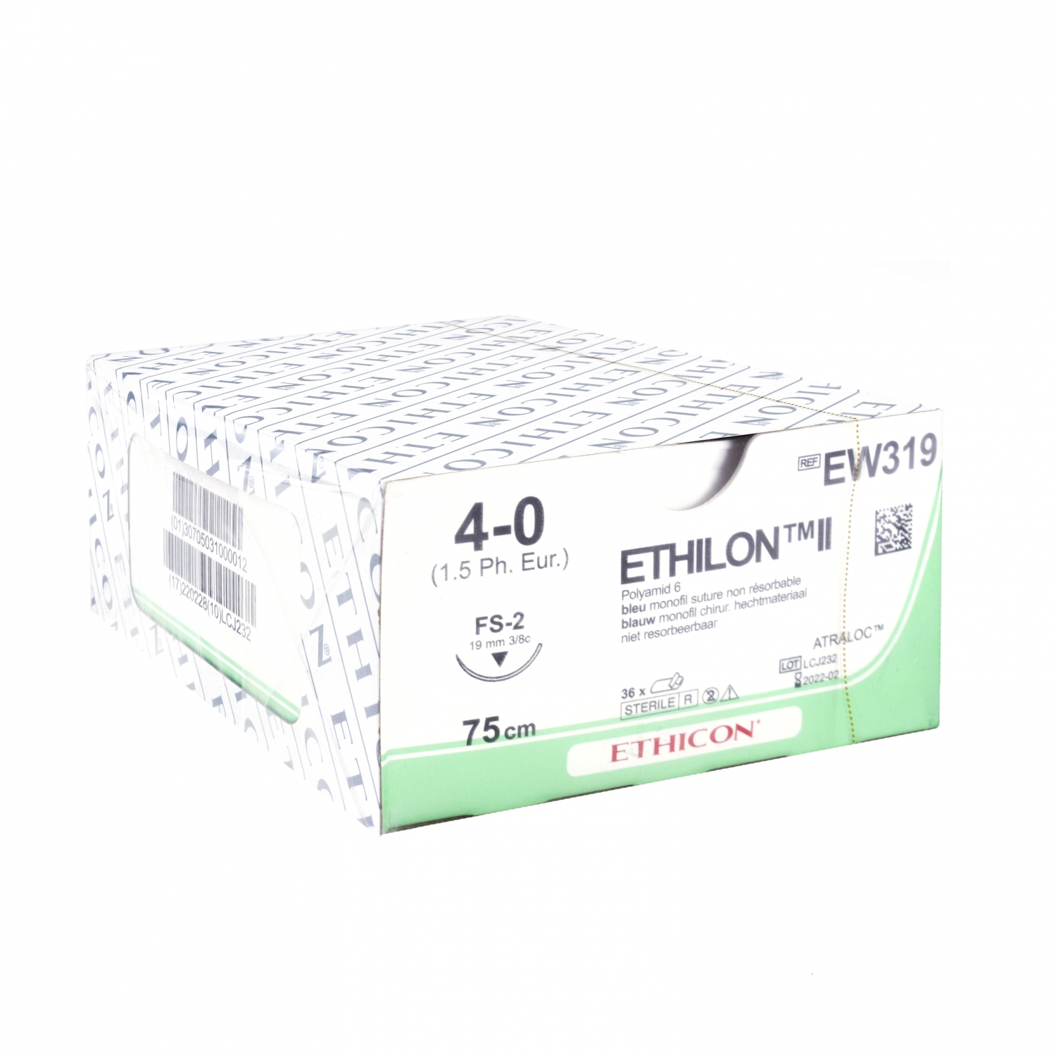 Ethilon - 4-0 - FS-2 - 19 mm - 75 cm - zwart (36 st)