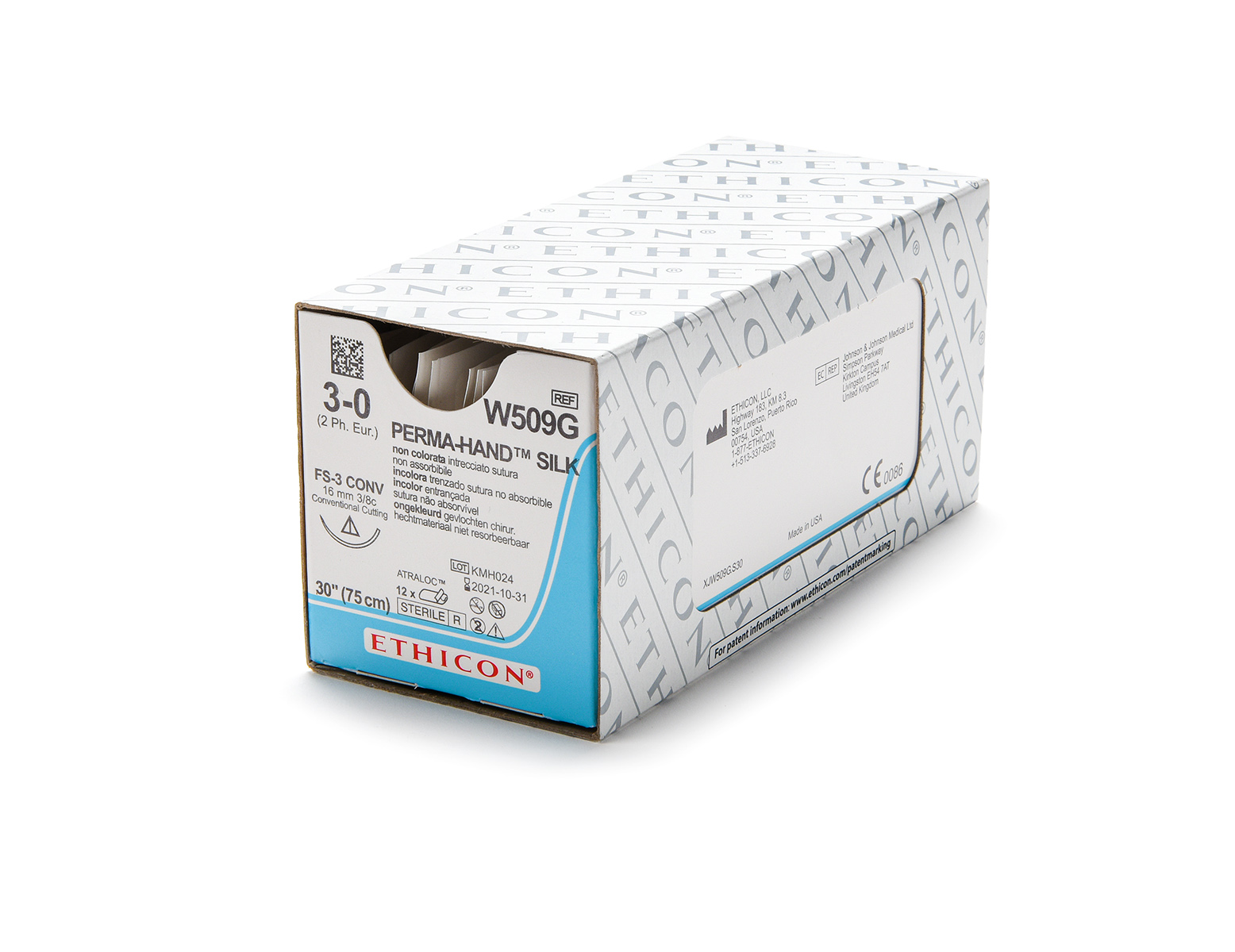 Ethicon Silk - 3-0 - FS-3 - 16 mm - 75 cm - wit (12 st)