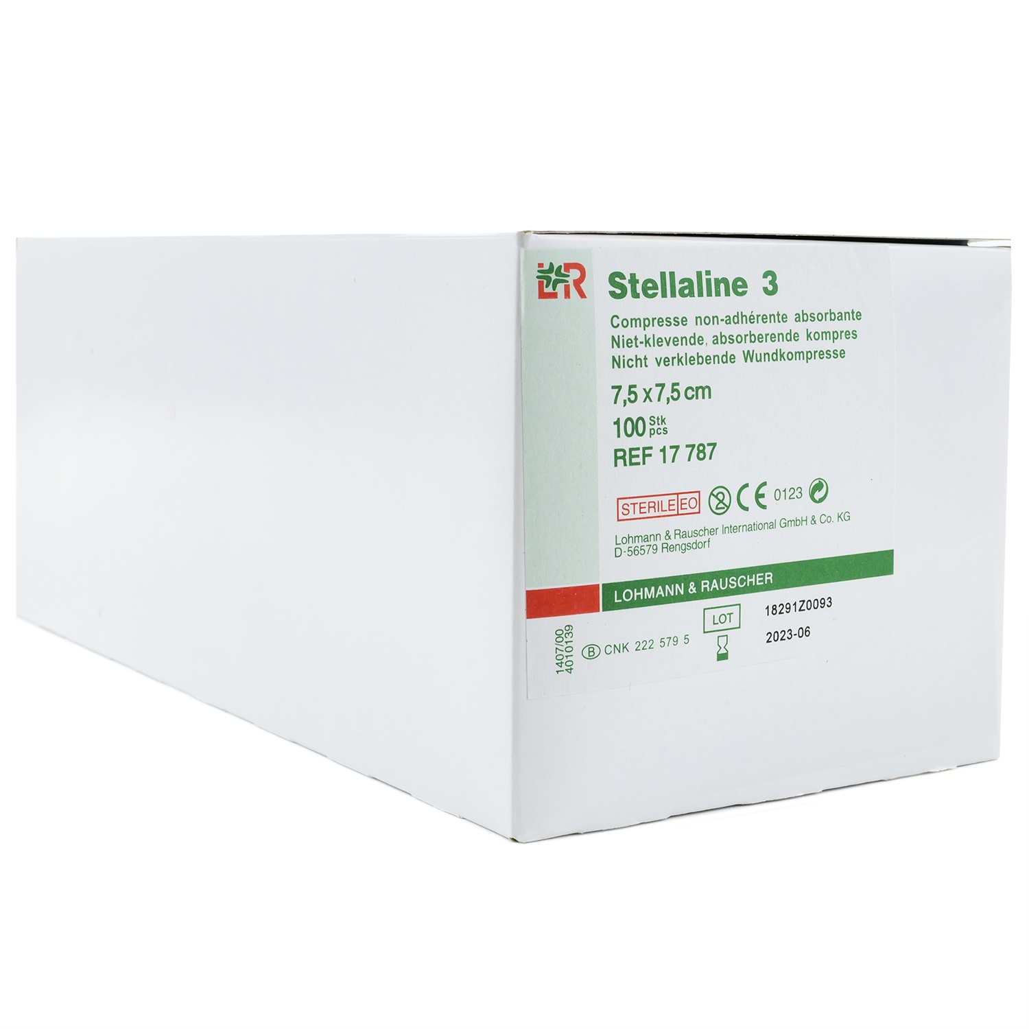 Steriel kompres niet-inklevend Stellaline 3 - 7,5 x 7,5 cm (100 st)