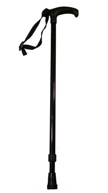 Finna wandelstok telescopisch, standaard zwart handvat zwart aluminium -- FN-409