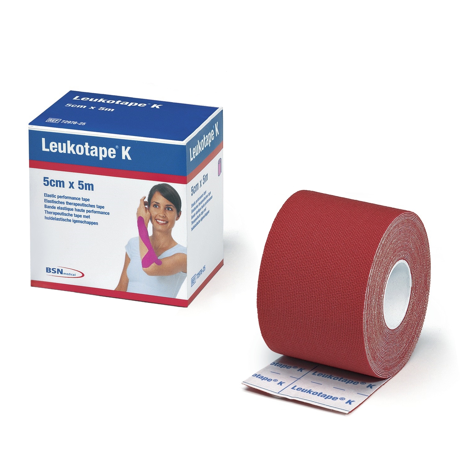 Leukotape K - kinesiotape - 5 cm x 5 m - rood