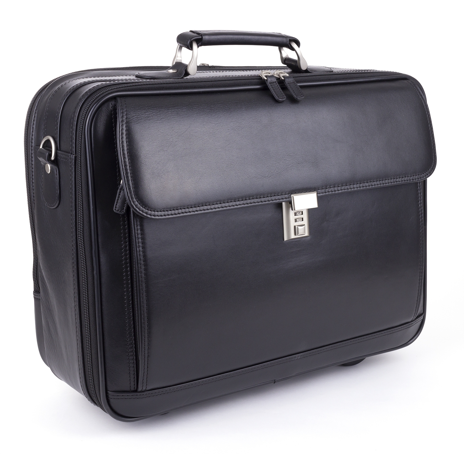 Mobilo dokterstas leder - trolley - zwart