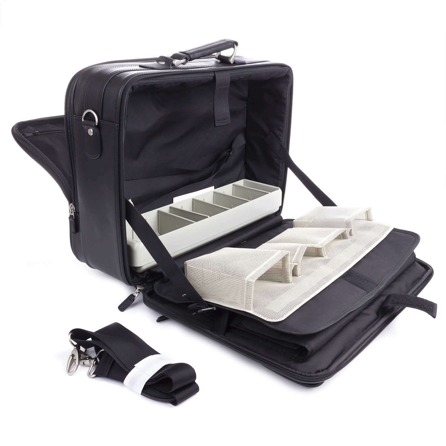 Mobilo dokterstas leder - trolley - zwart