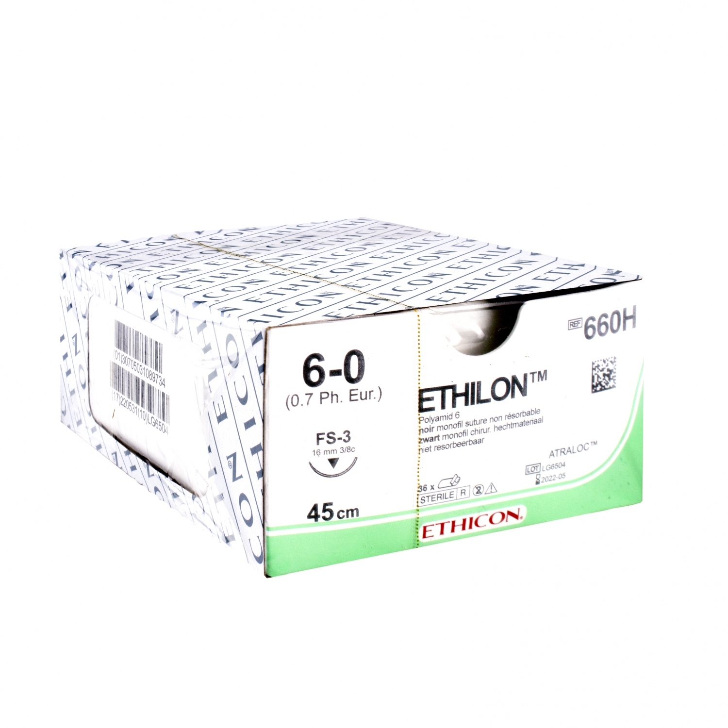 Ethilon - 6-0 - FS-3 - 16 mm - 45 cm - zwart (36 st)