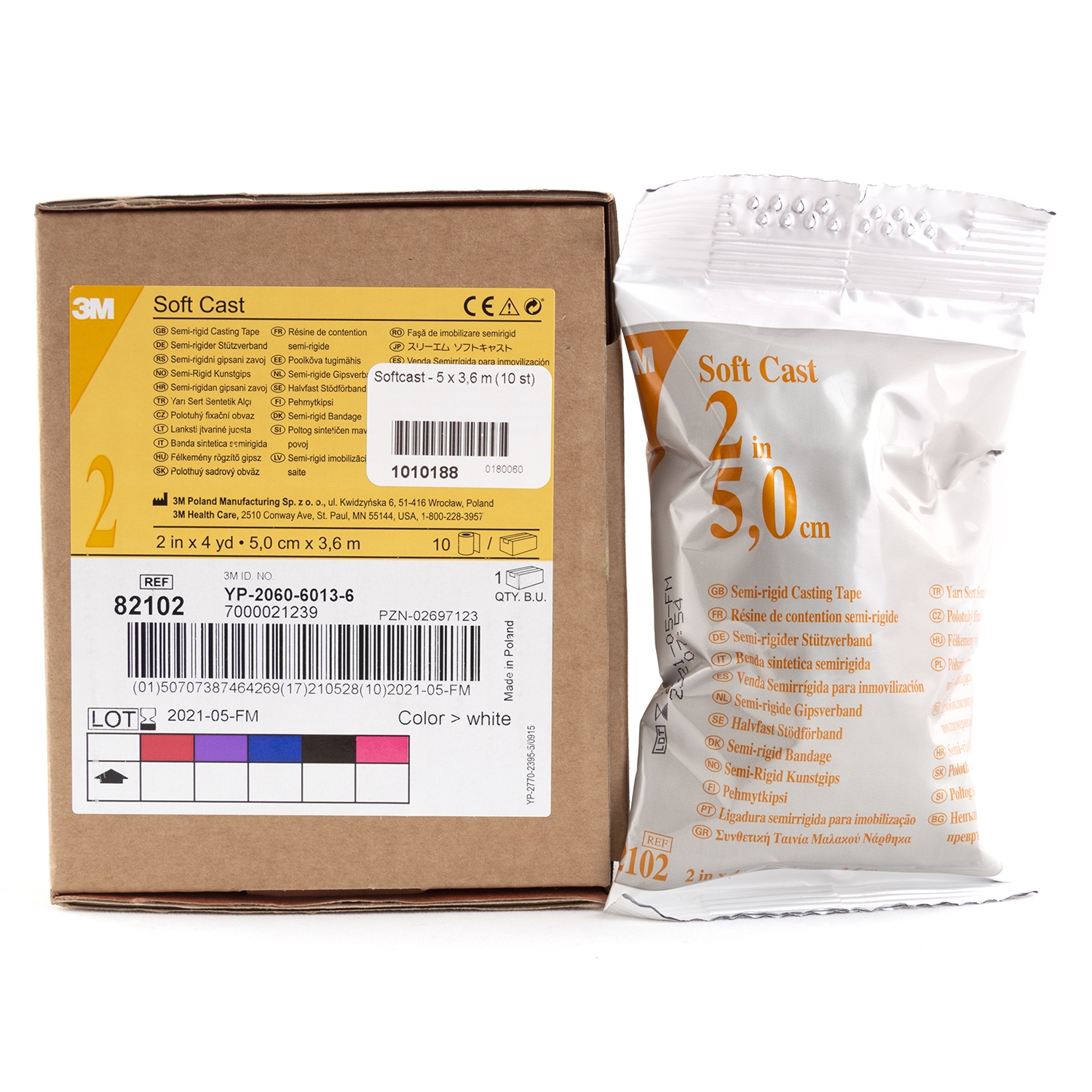 Gips semi-rigide Softcast - 5 cm x 3,6 m - wit (10 st)
